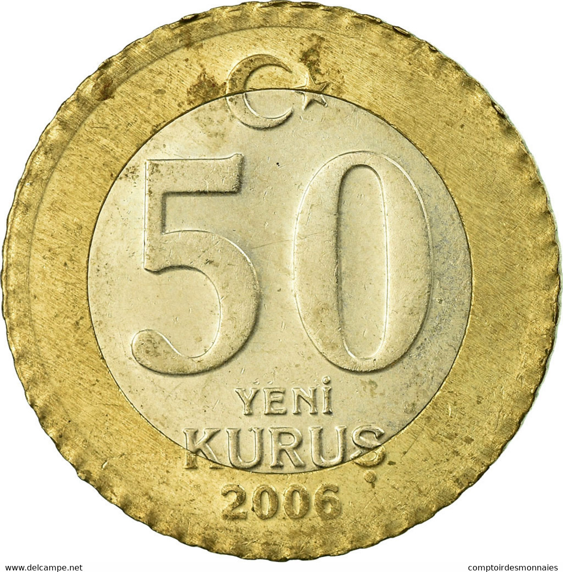 Monnaie, Turquie, 50 New Kurus, 2006, Istanbul, TB+, Bi-Metallic, KM:1168 - Turquie