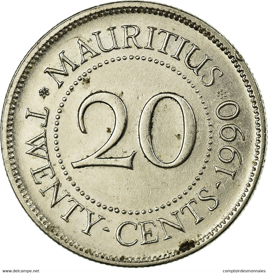 Monnaie, Mauritius, 20 Cents, 1990, TB+, Nickel Plated Steel, KM:53 - Maurice