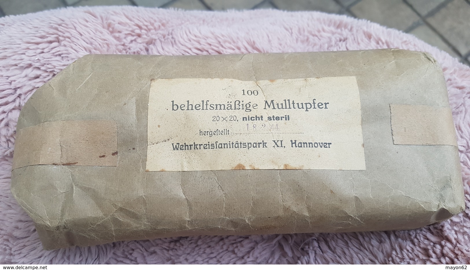 LAST DAY Armée Allemande 1944- Paquet 100 Compresses Stériles/100 Behelfsmassige Mulltupfer HANNOVER Pharmacie Militaria - 1939-45