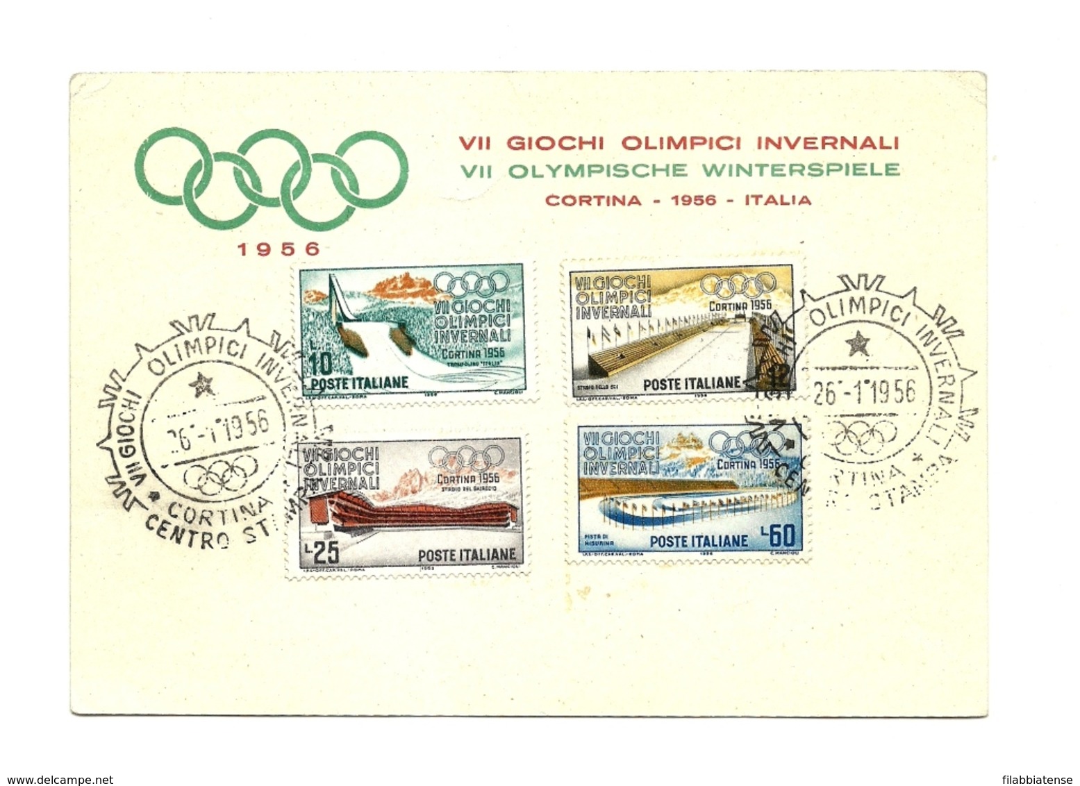 1956 - Italia 793/96 Olimpiadi Di Cortina - Cartolina Commemorativa     14/34M - Hiver 1956: Cortina D'Ampezzo