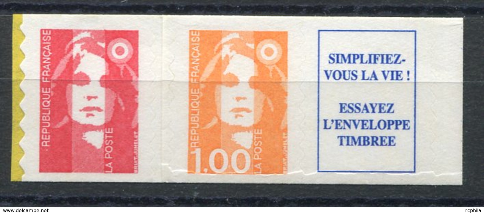 RC 13079 FRANCE N° 3009b MARIANNE DU BICENTENAIRE 1f + SANS VALEUR + VIGNETTE AUTOADHESIFS COTE 9€ NEUF ** - Ungebraucht