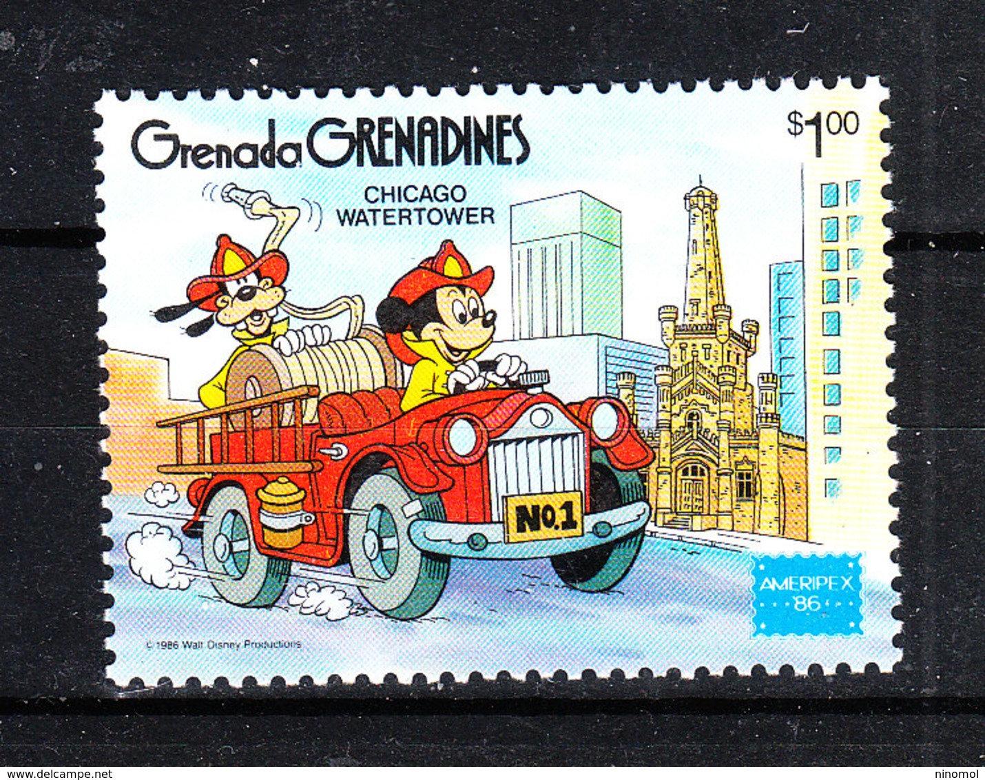 Grenadine  Grenada  -  1986. Topolino Pippo Auto Pompieri. Mickey And Goofy Firemen Car. MNH - Disney