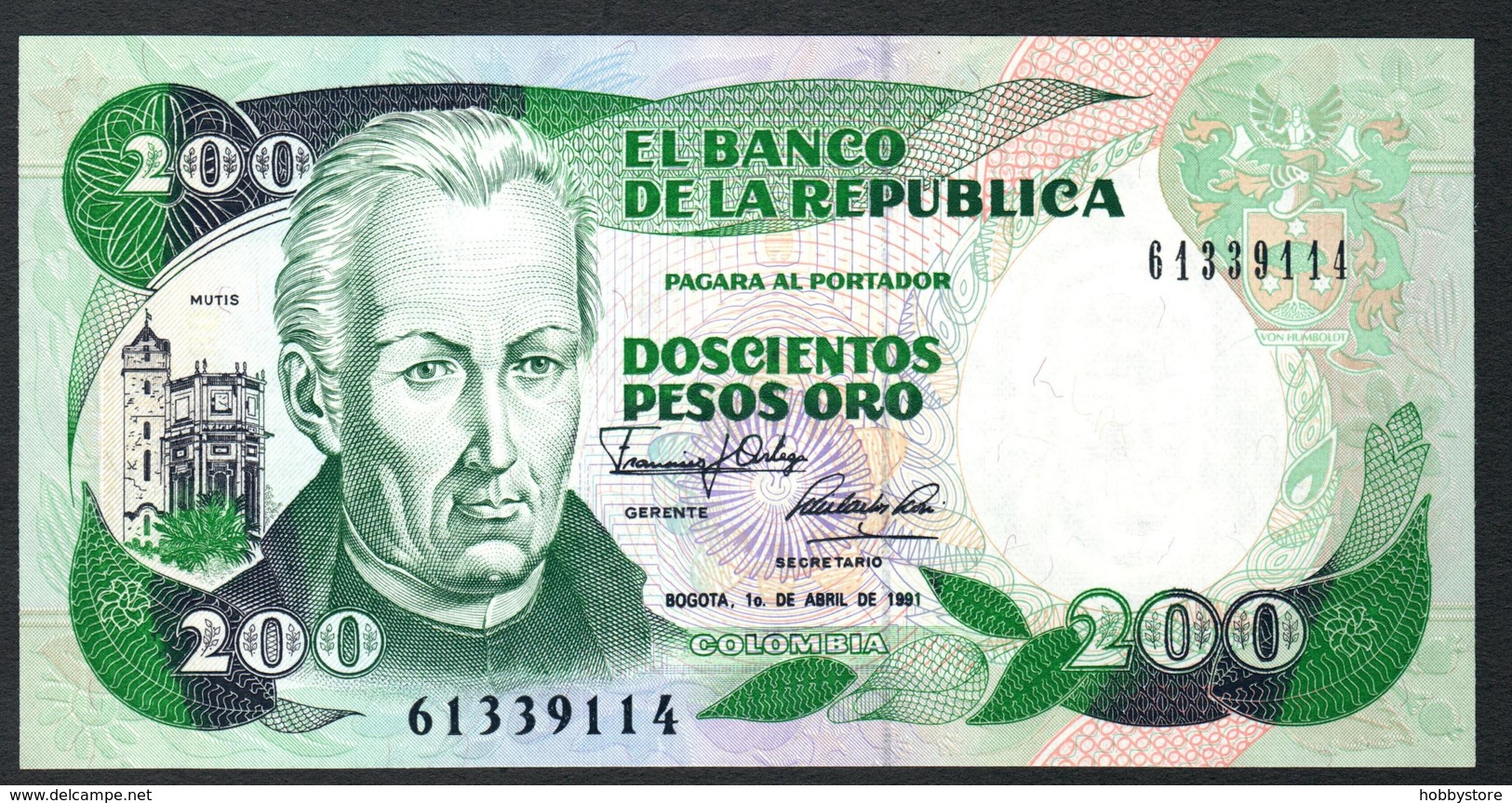 Colombia 200 Pesos 1991 UNC - Colombia