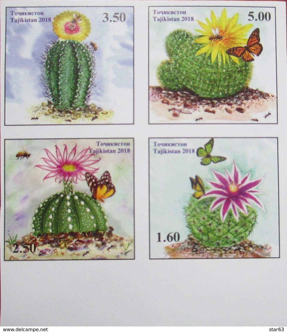 Tajikistan  2018  Cacti ( Butterflies,  Bees)  4 V  IMPERFORATED  MNH - Tadschikistan
