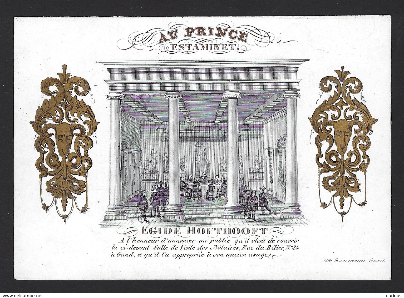 GENT * GAND * PORSELEINKAART * ESTAMINET AU PRINCE * EGIDE HOUTHOOFT * RUE DU BELIER * RAMSTRAAT * 13.5 X 9.50 CM - Cartes De Visite