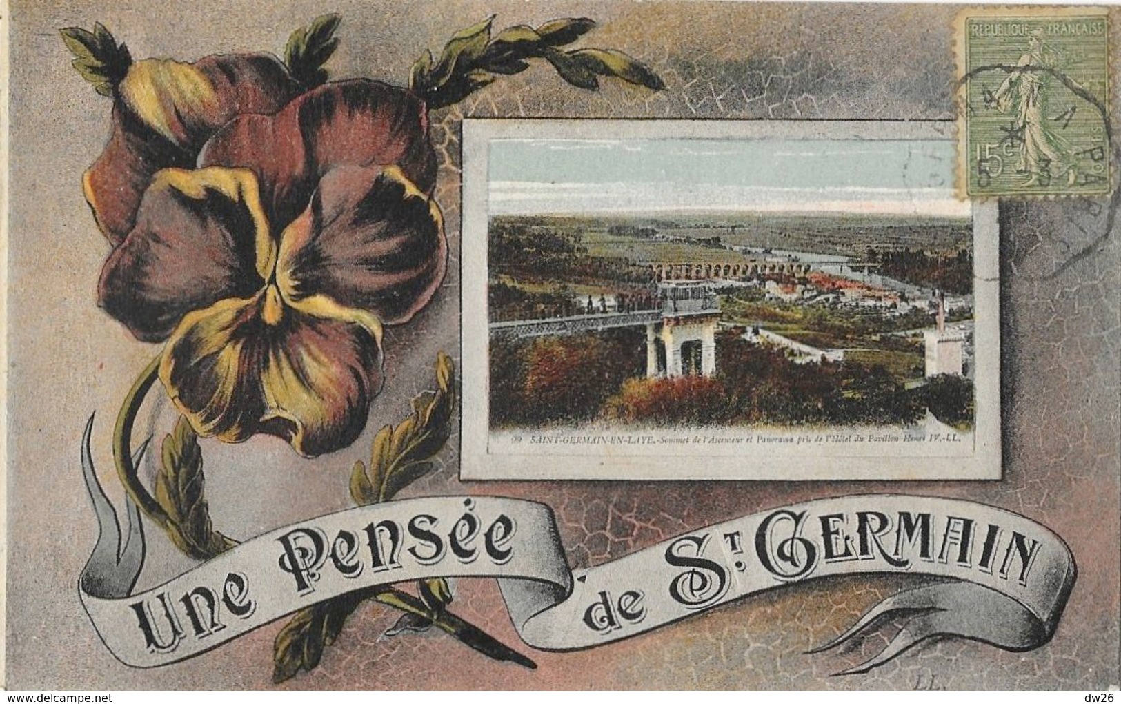 Souvenir - Une Pensée De St Saint-Germain En Laye - Panorama Et Sommet De L'Ascenseur - Carte LL - Souvenir De...