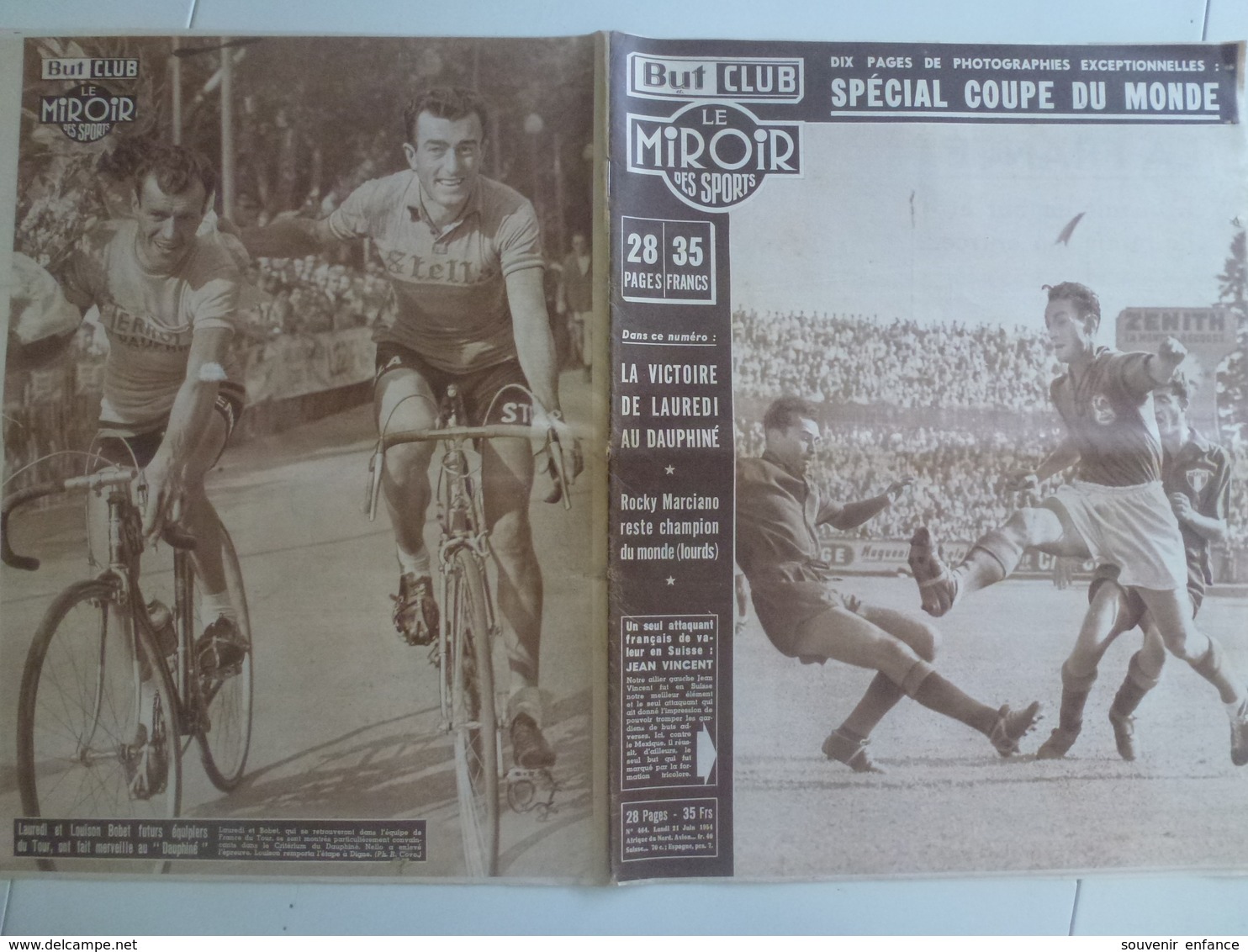 Miroir Des Sports 21 Juin 1954 Coupe Du Monde Football Cyclisme Dauphine Lauredi - Sport