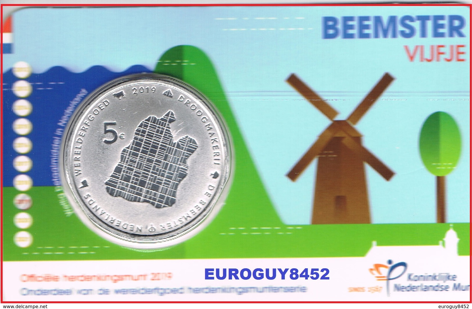 NEDERLAND - COINCARD 5 € 2019 UNC - HET BEEMSTER VIJFJE - Netherlands