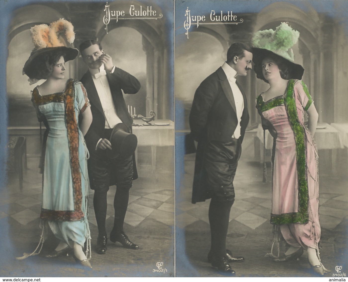 Superb Set Of 5 Card Hand Colored Jupe Culotte Edit CL Co Couple . Beautiful Girl - Moda