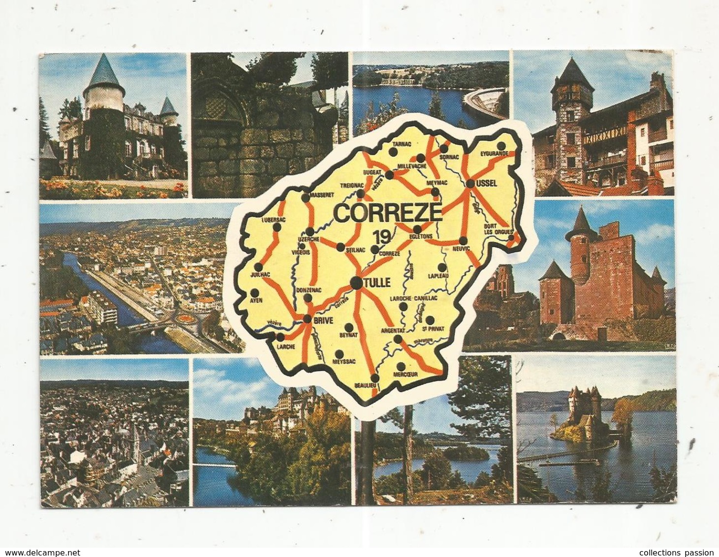 Cp, Carte Géographique , Multi Vues ,  19,  LA CORREZE ,  Voyagée 1977 - Landkarten