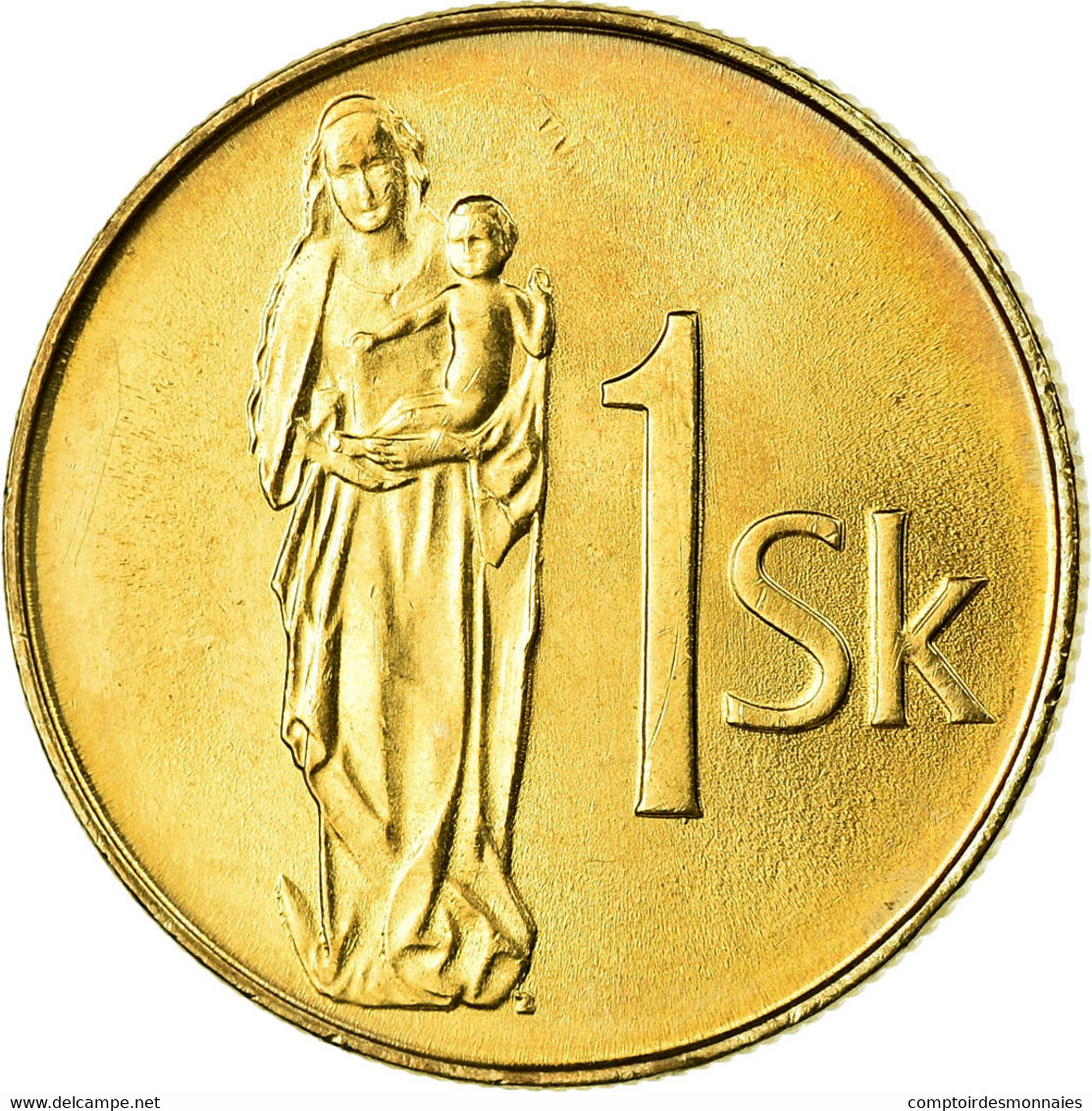 Monnaie, Slovaquie, 15th Century Of Madonna And Child, Koruna, 1993, SUP, Bronze - Slovaquie