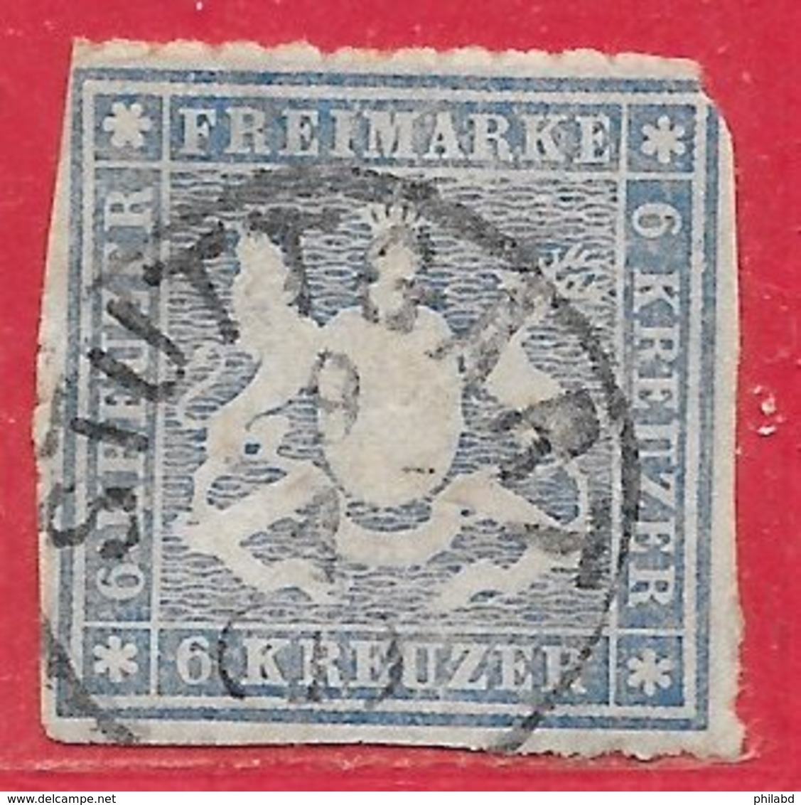 Wurtemberg N°32 6k Bleu Clair 1866 O - Other & Unclassified