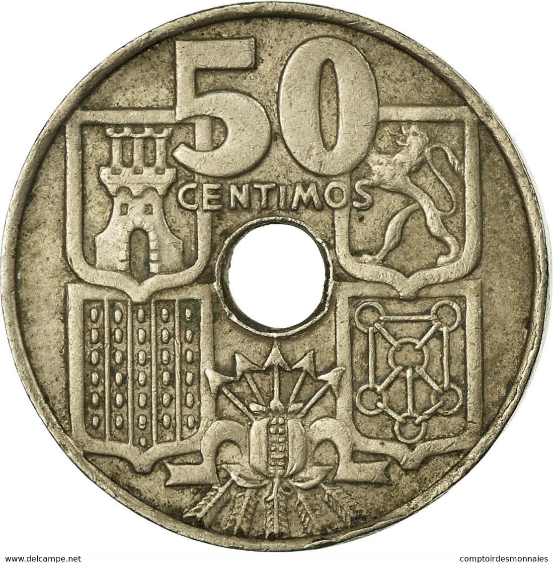 Monnaie, Espagne, Francisco Franco, Caudillo, 50 Centimos, 1949, TB+ - 50 Centesimi