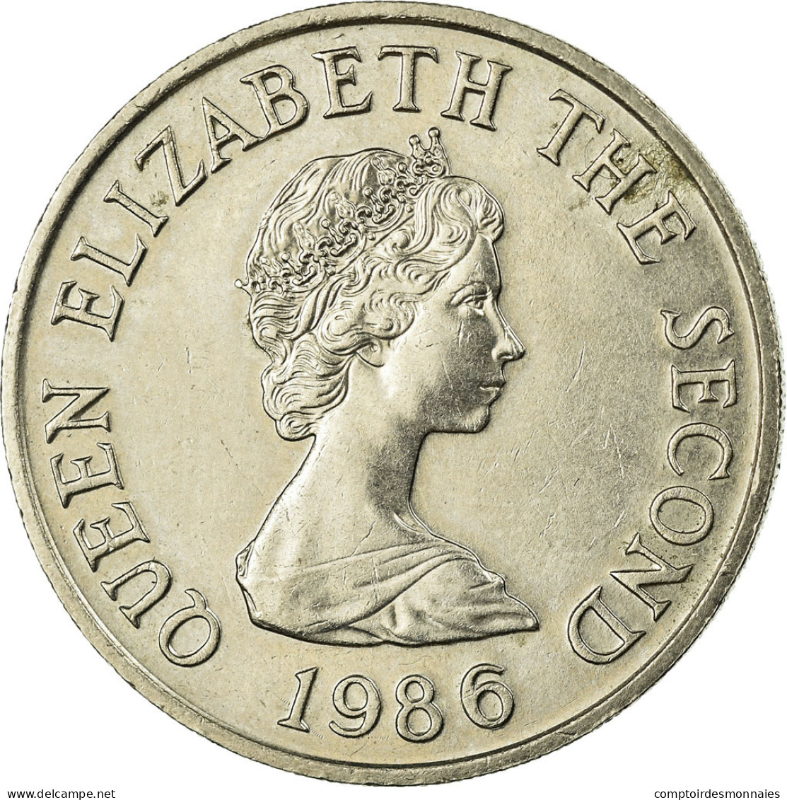 Monnaie, Jersey, Elizabeth II, 10 Pence, 1986, TTB, Copper-nickel, KM:57.1 - Jersey