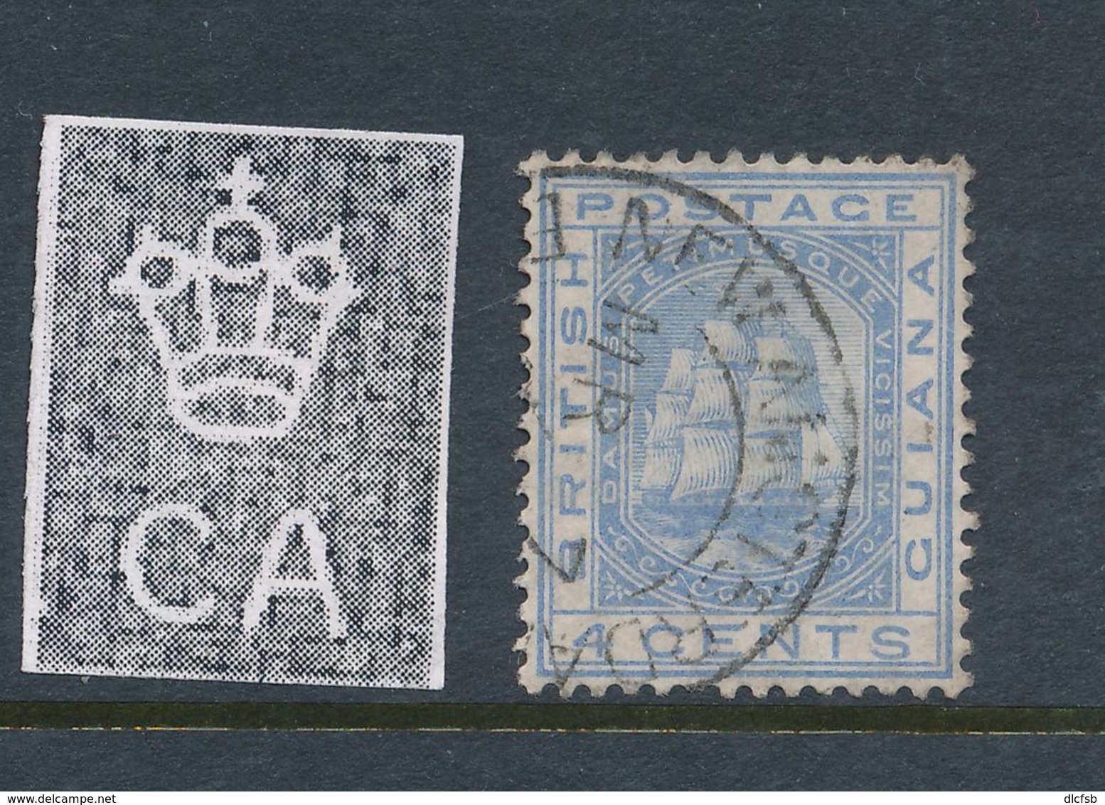 BRITISH GUIANA, 1876 4c Blue Wmk Crown  CC Fine Used, Cat £9 - British Guiana (...-1966)