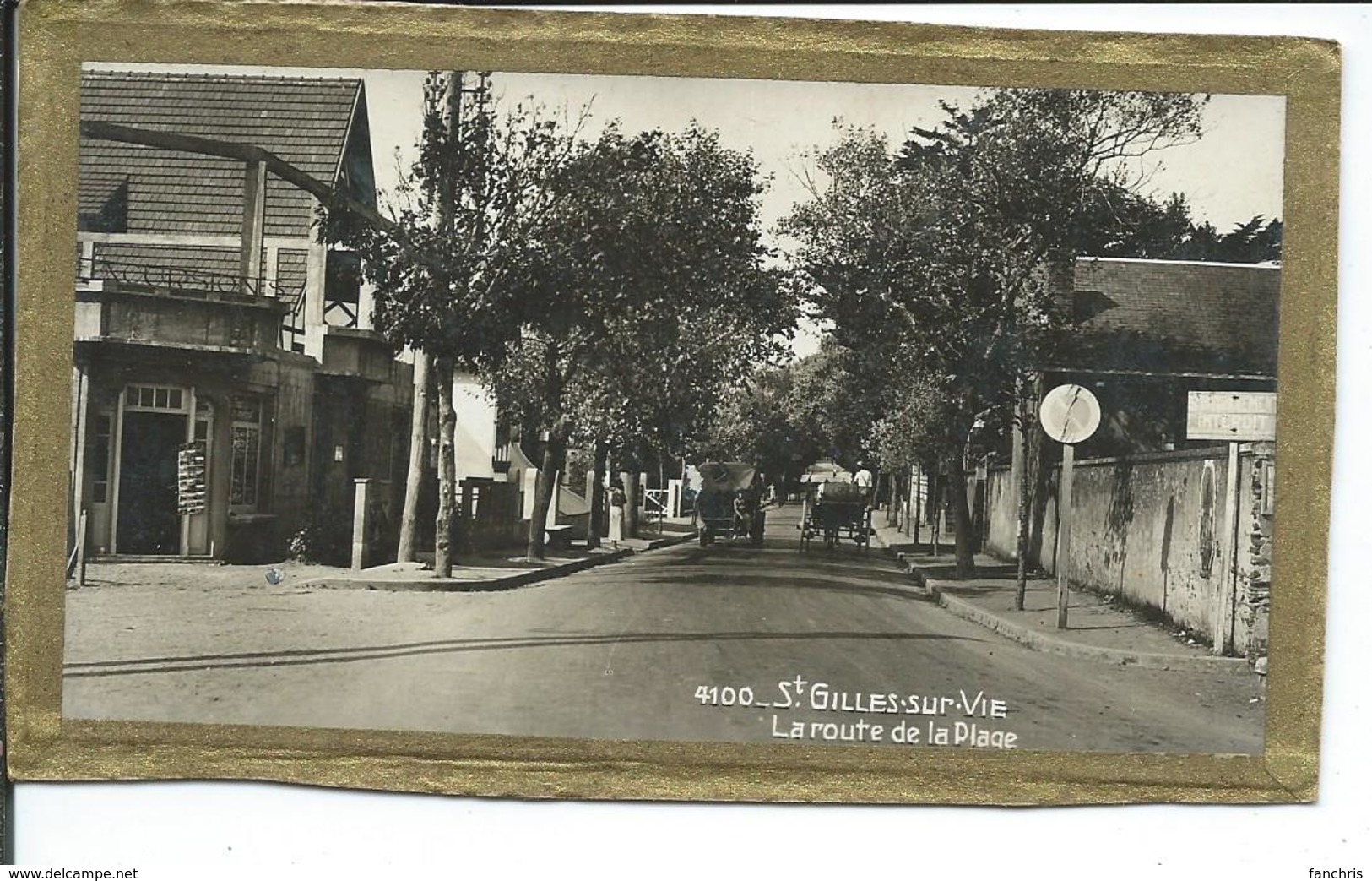 St-Gilles-sur-Vie-La Route De La Plage-photo 8cm Sur 13,50cm Collée Sur Carton - Places