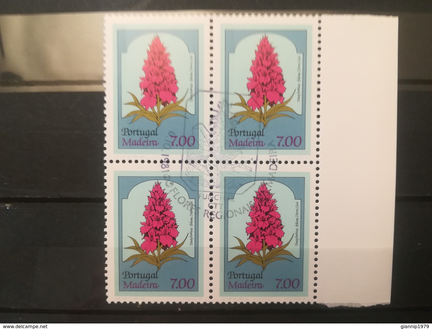 FRANCOBOLLI STAMPS PORTOGALLO PORTUGAL MADEIRA 1981 USED  SERIE  FIORI FLOWERS QUARTINA - Madeira