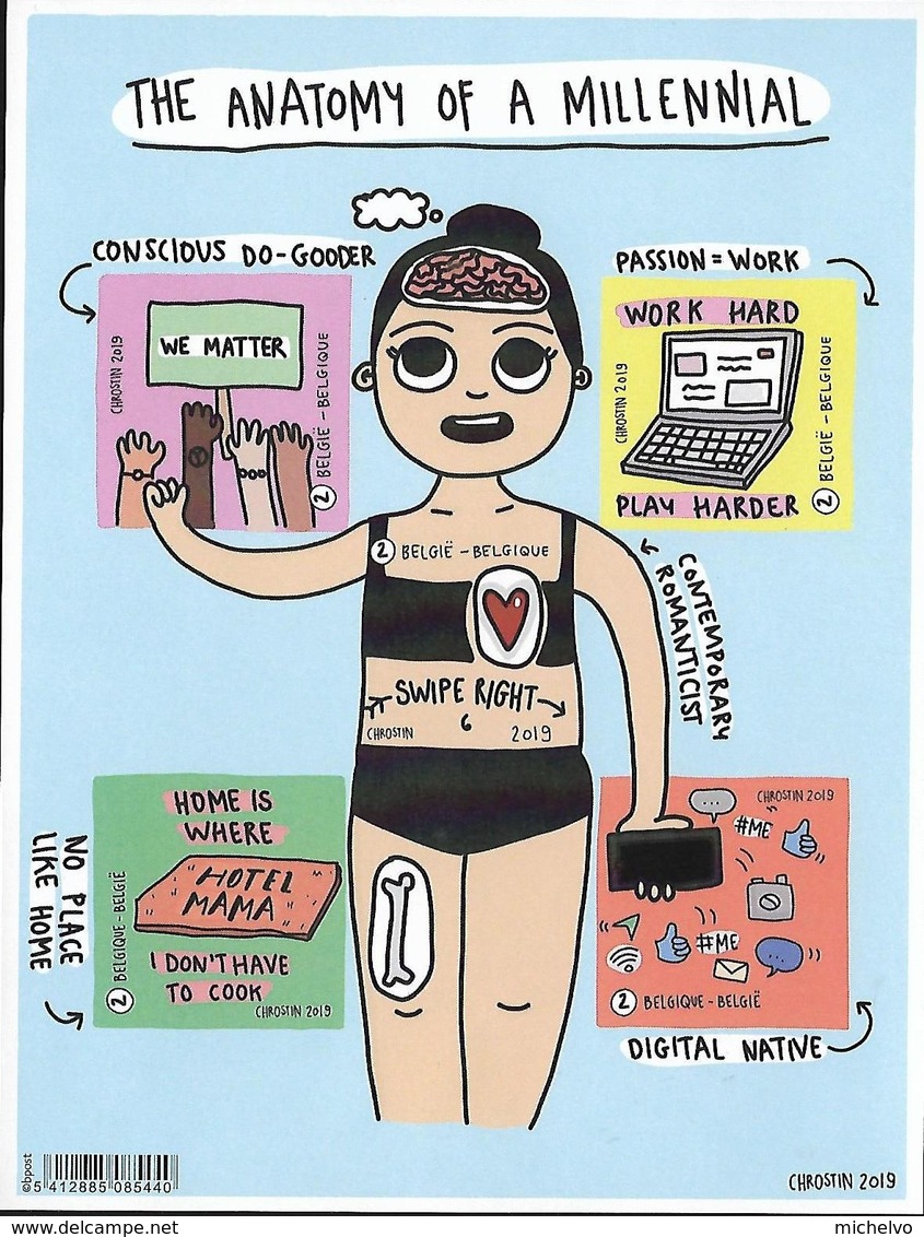 Belg. 2019 - The Anatomy Of A Millennial (NON DENTELE) - Unused Stamps