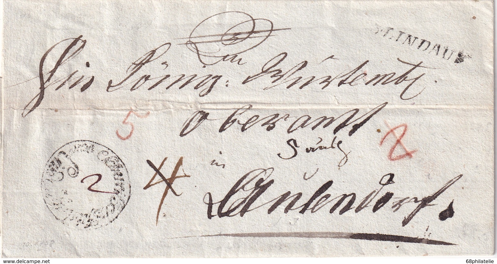 ALLEMAGNE Brief Vom 17. Okt. 1808 Mit Stempel R3 LINDAU In Kursiver Schrift Und Rundstempel "Schweizer Auslag Lindau" - Vorphilatelie