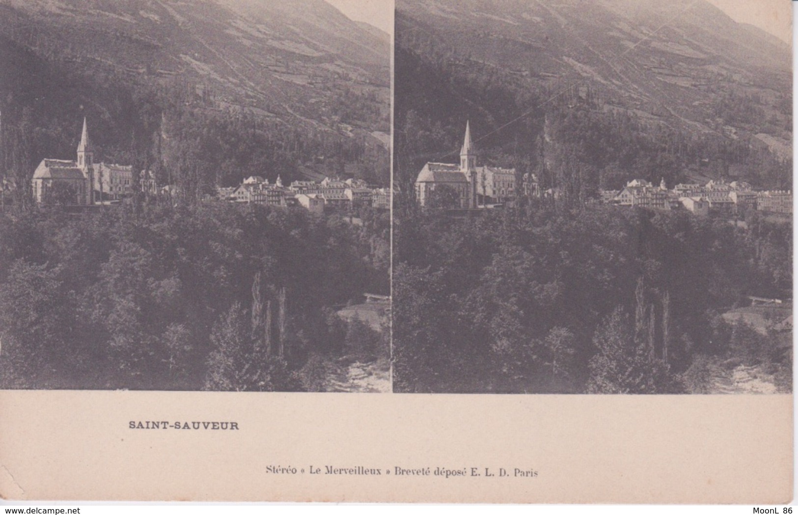 65 - LUZ SAINT-SAUVEUR  - CARTE STEREO - STEREOSCOPIQUES AVEC PUB CHOCOLAT LOUIT AU VERSO - - Cartes Stéréoscopiques