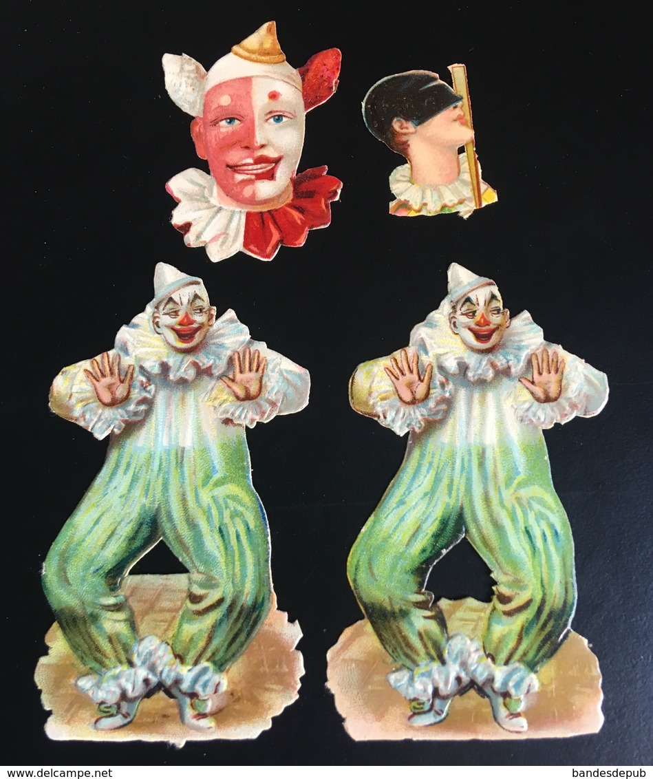 Beau Lot Chromo Decoupis Clown Tête Fou Pierrot Masqué - Motif 'Pâques'