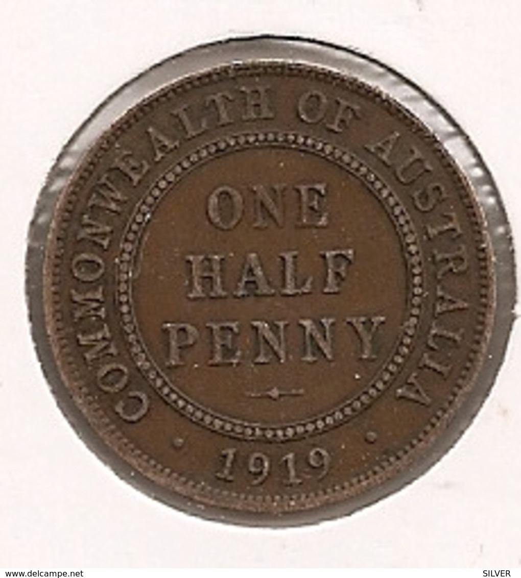 AUSTRALIA AUSTRALIE АВСТРАЛИЯ  HALF PENNY 1919  154 - ½ Penny