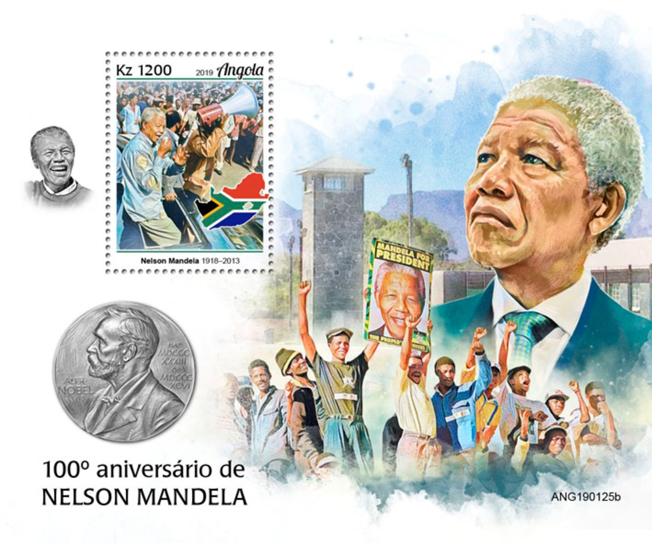 Angola 2019 Nelson Mandela 100th Aniv Nobel Peace Prize S/S ANG190125b - Other & Unclassified