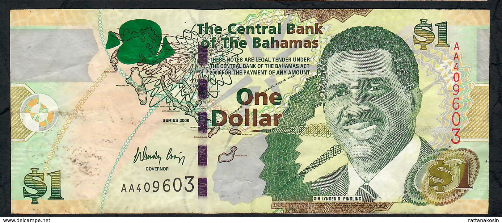 BAHAMAS P71 1 DOLLAR 2008 #AA    VF - Bahamas