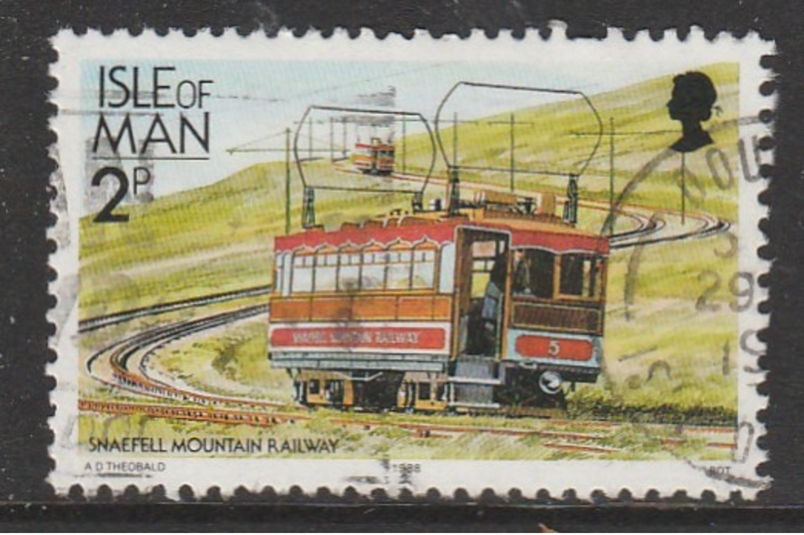 Isle Of Man 1988 Old Tramcars And Trains 2 P Multicolored SW 343 O Used - Isle Of Man