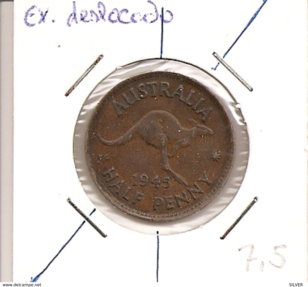 AUSTRALIA AUSTRALIE АВСТРАЛИЯ  HALF PENNY 1945  CENTRE DEPLEC/ DISPLACED CENTER RARE ET RARE ETAT/STATE158 - ½ Penny