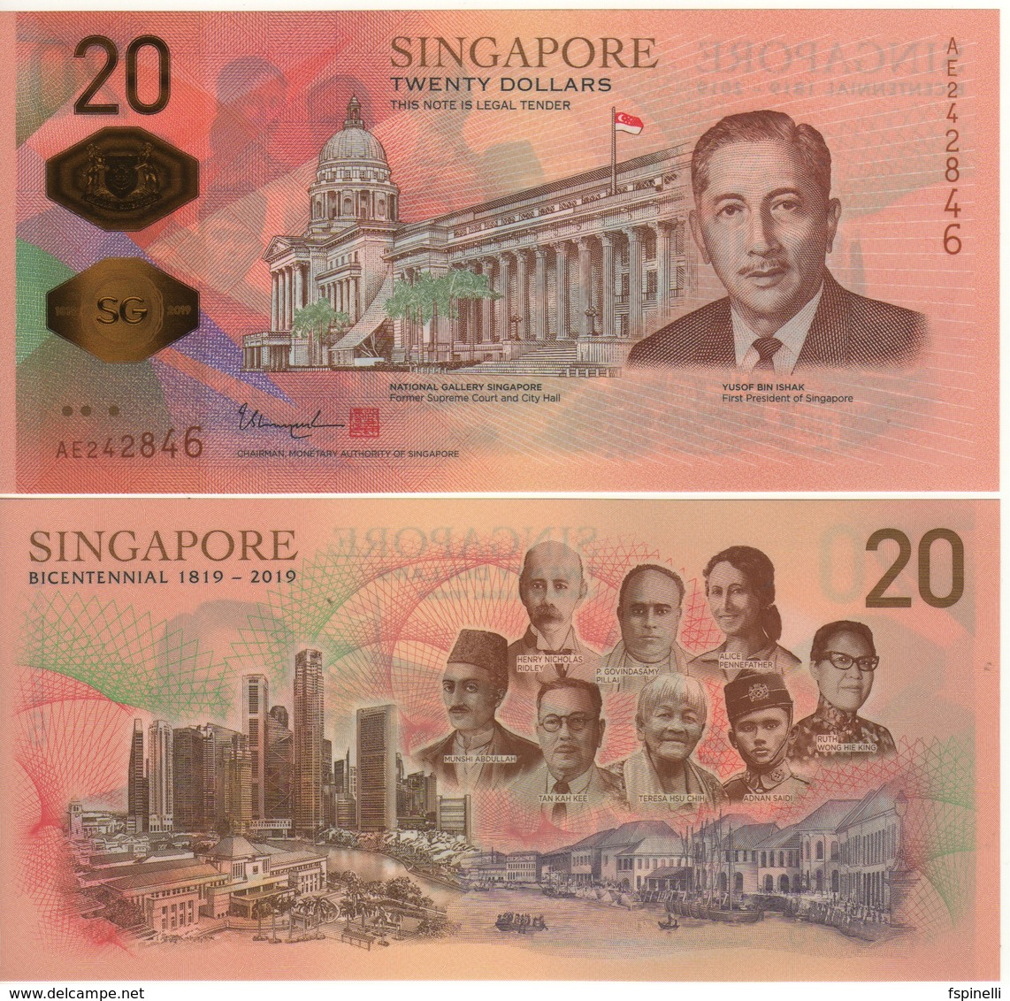 SINGAPORE  New $ 20 “just Issued”. Commemorative Polimer. Pnew     UNC - Singapour