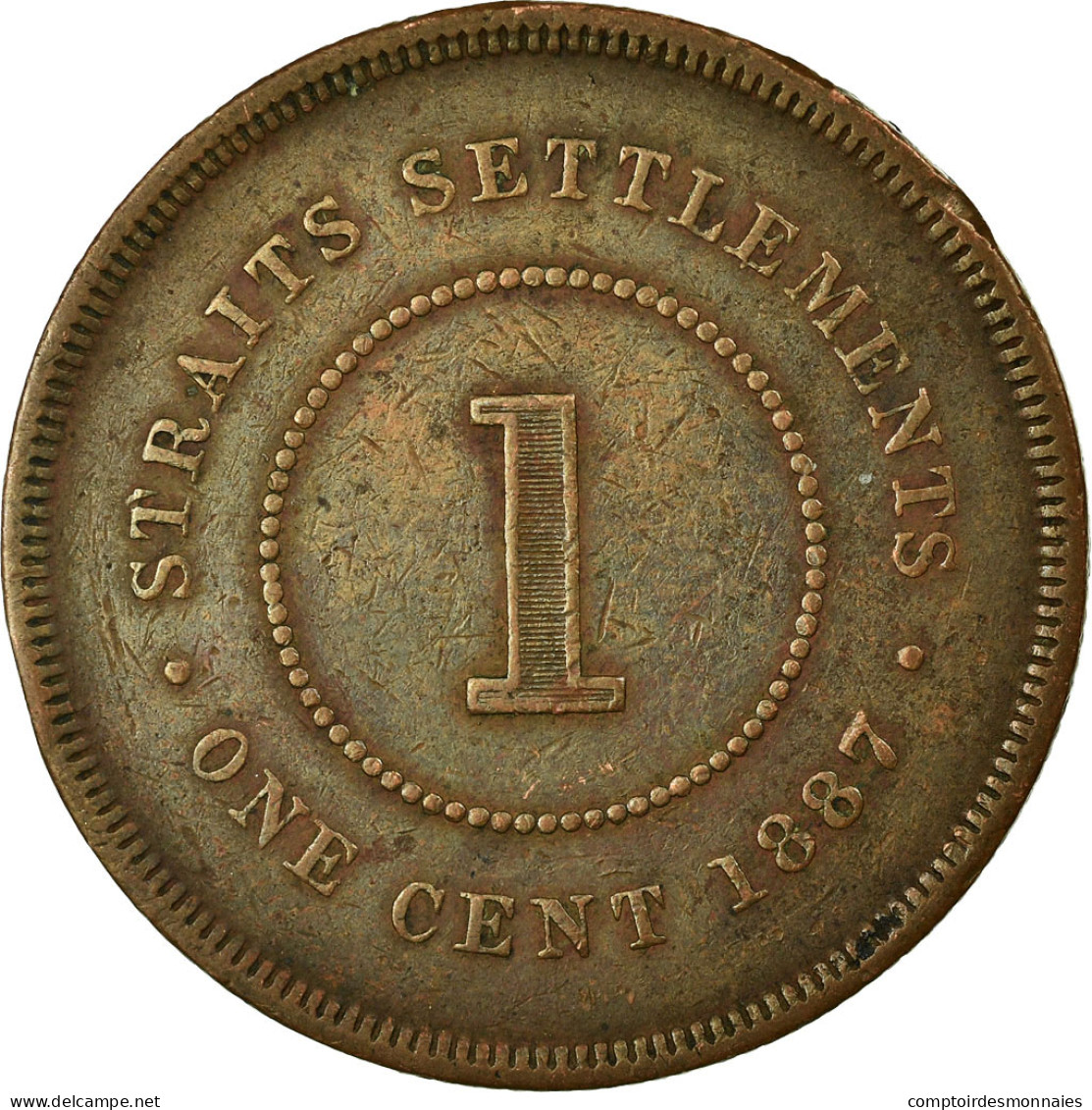 Monnaie, Straits Settlements, Victoria, Cent, 1887, Paris, TB+, Bronze, KM:16 - Malaysie