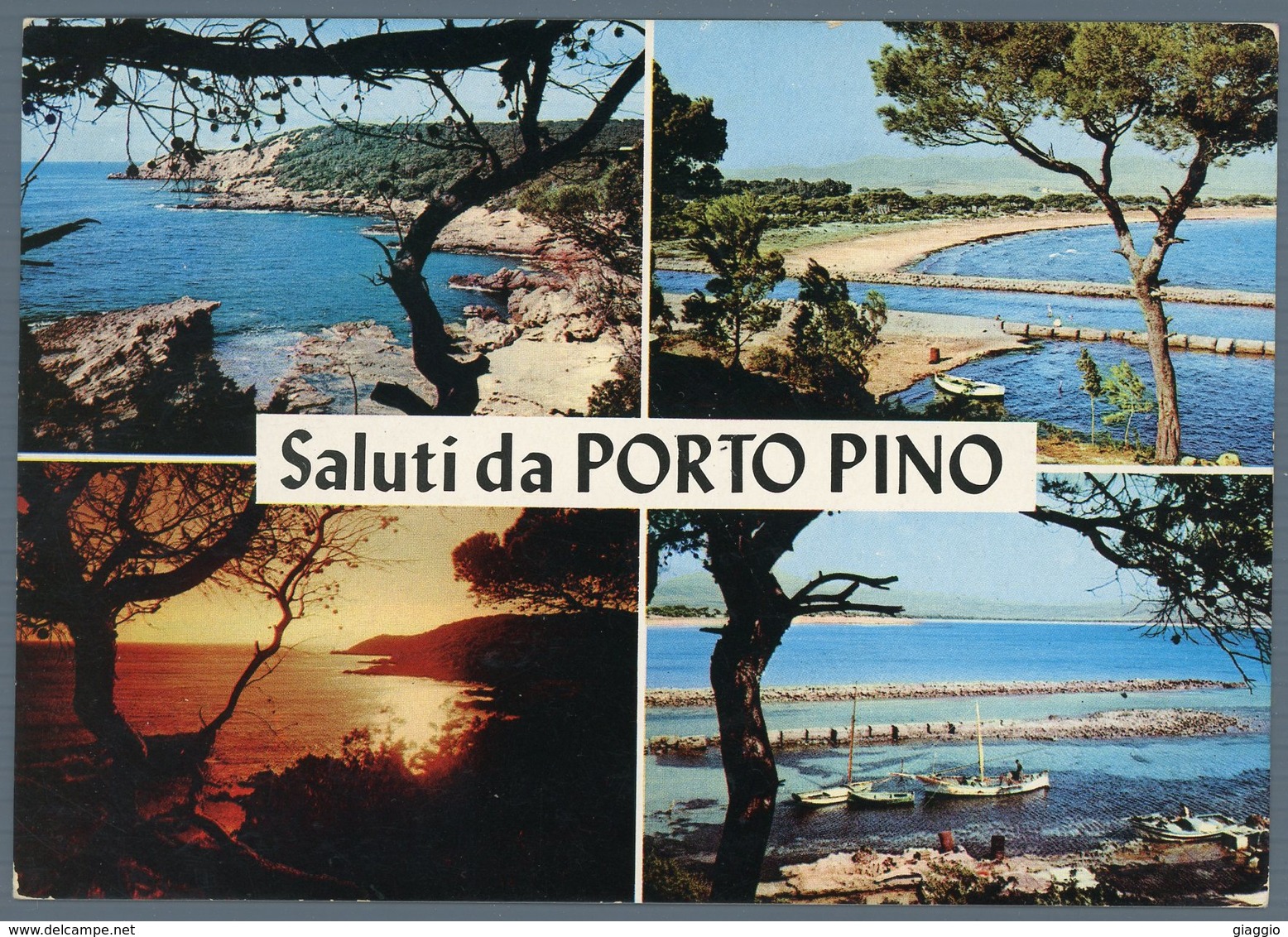 °°° Cartolina N. 73 Saluti Da Porto Pino Vedutine Viaggiata °°° - Carbonia