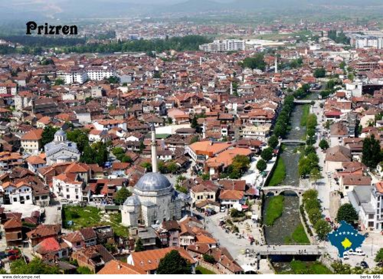 Kosovo  Prizren Aerial View Mosque New Postcard - Kosovo