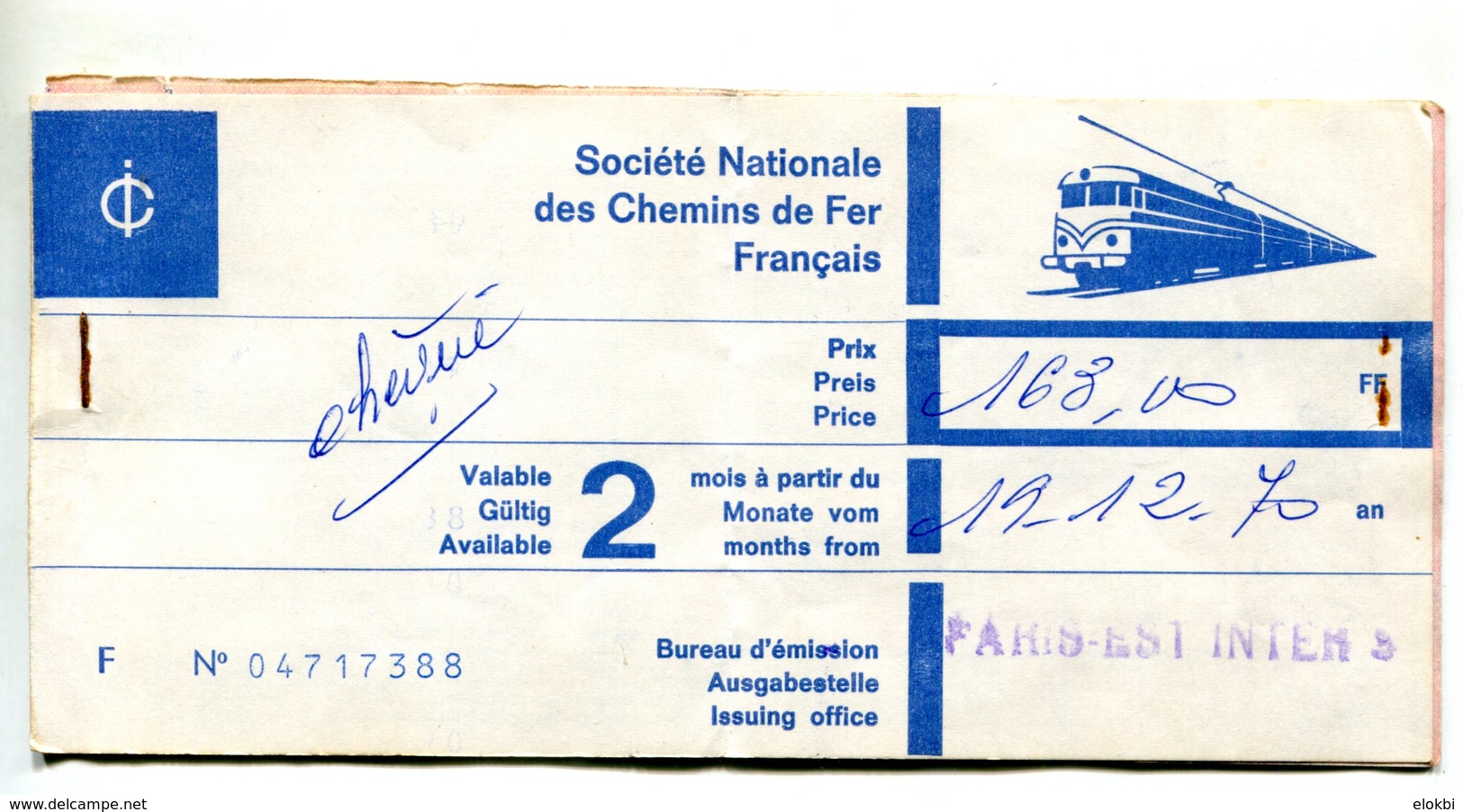 Billet De Train Paris / Munich Et Retour - Décembre 1970 - Europa