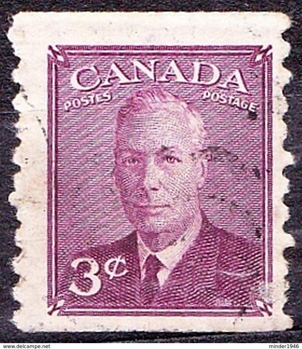 CANADA 1950 KGVI 3 Cents Purple Coil Stamp SG421 Used - Used Stamps