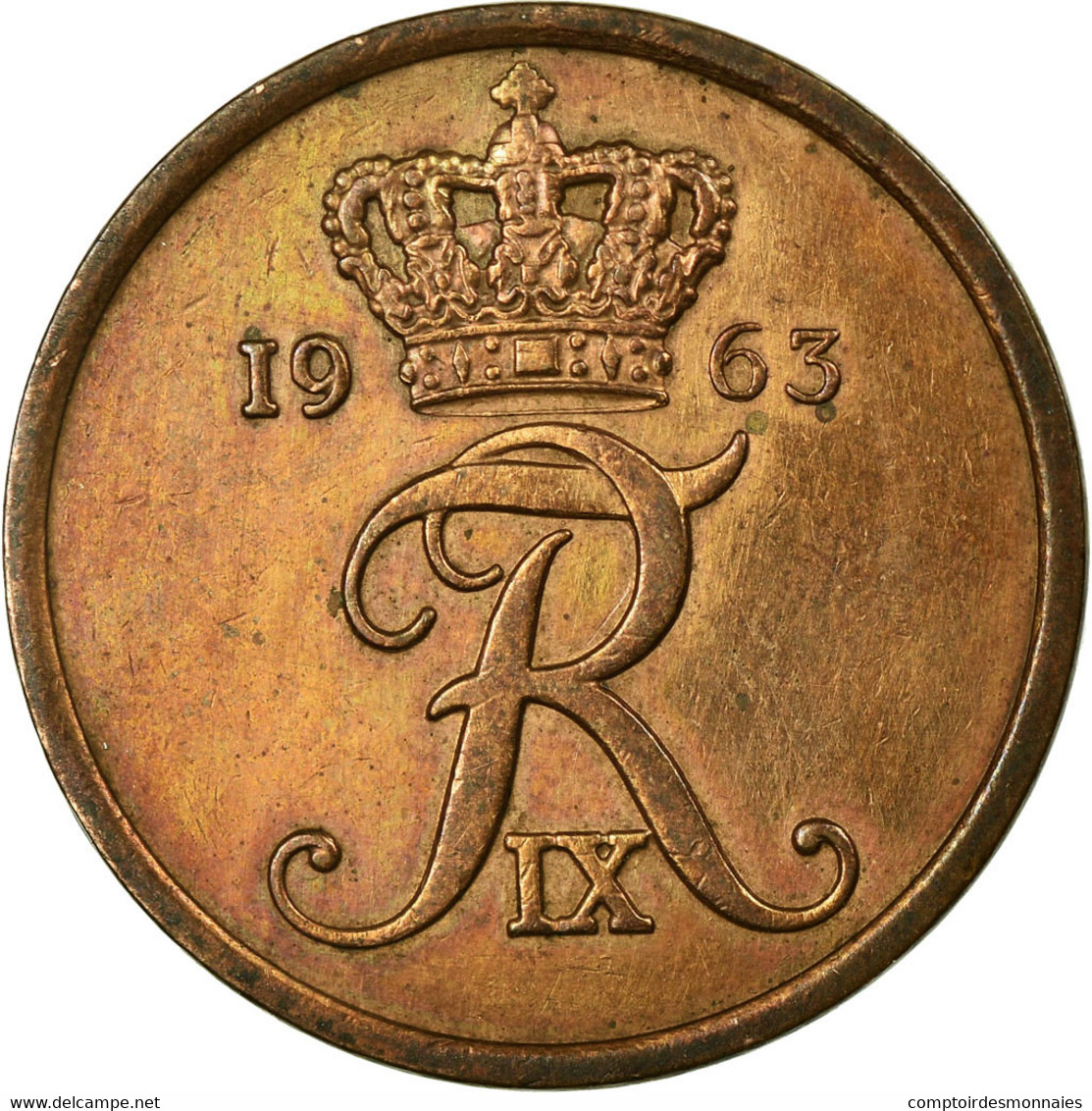 Monnaie, Danemark, Frederik IX, 5 Öre, 1963, Copenhagen, TB+, Bronze, KM:848.1 - Danemark