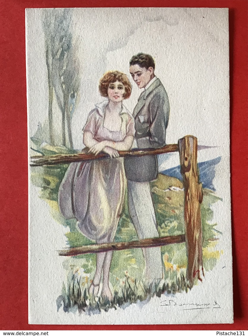 Illustrateur BOMPARD - KOPPEL IN LANDSCHAP - COUPLE DANS JARDIN - Bompard, S.