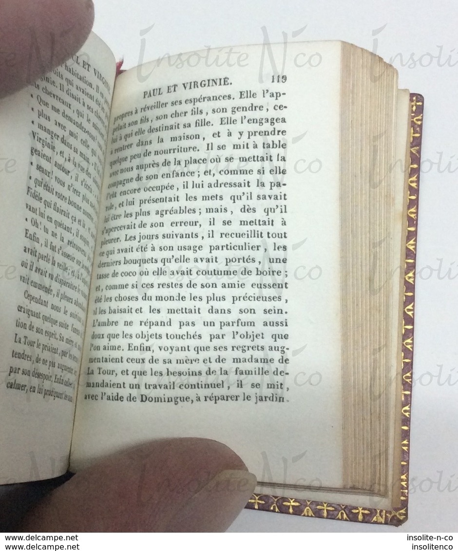 Bernardin de St-Pierre, Paul et Virginie vers 1900, Paris, Chez Marcilly un volume, minuscule, reliure cuir, 69 X 50 mm