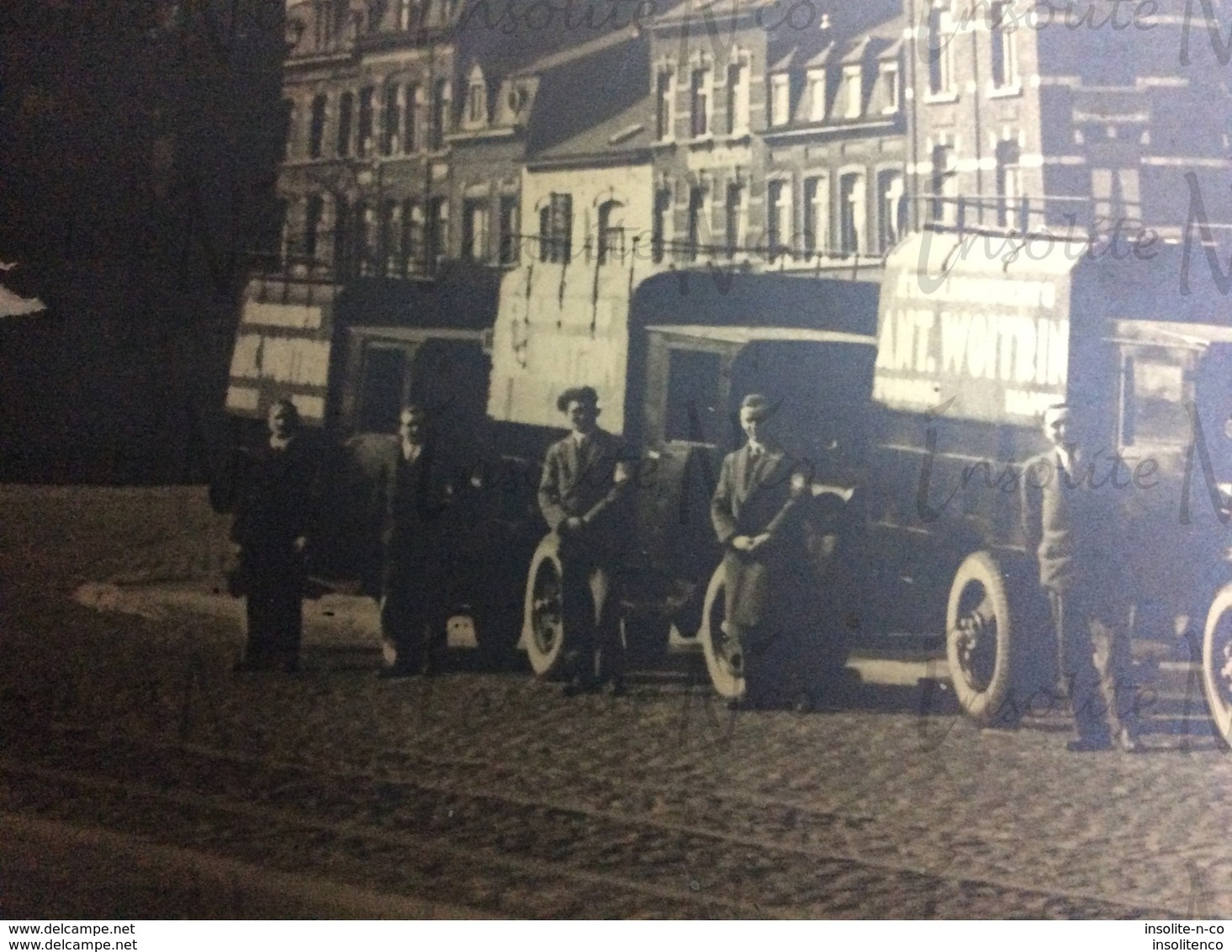 Rare photographie panoramique véhicules Etablissements Antoine Woitrin Boulevard du Nord Namur début 1900