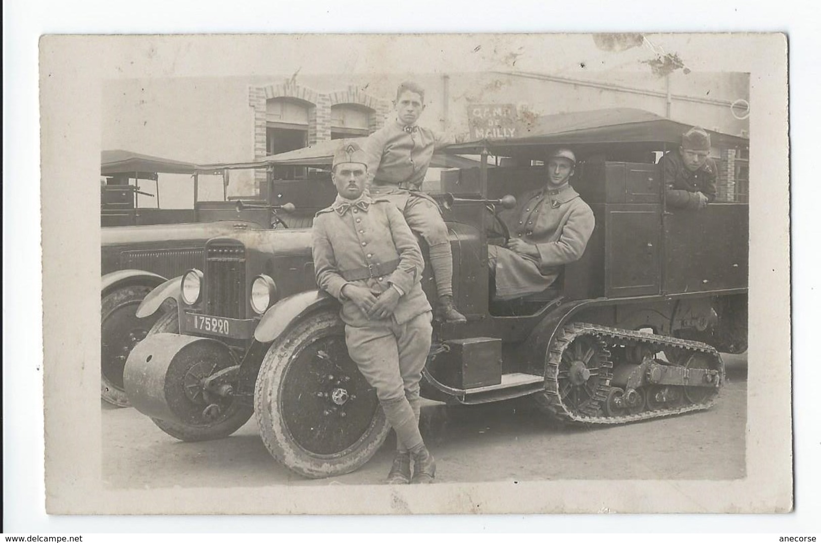 Carte-photo MAILLY (Aude) ; Soldats Et Voilure à Chenilles ; 1914 - 1918 - Andere & Zonder Classificatie