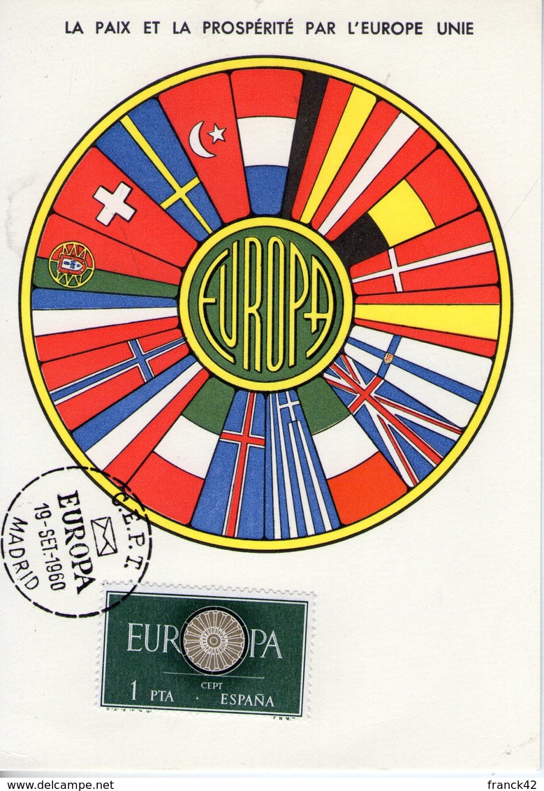 Espagne. Carte Maximum. Europa 1960 - Cartes Maximum