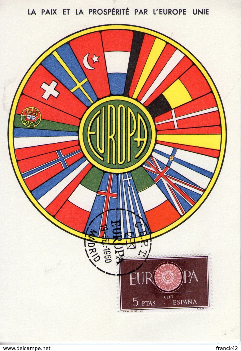 Espagne. Carte Maximum. Europa 1960 - Cartes Maximum