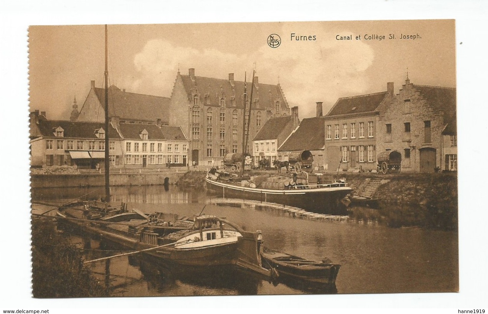 Veurne Canal Et Collège Saint Joseph Furnes Boot Bateau Scheepvaart Ship - Veurne