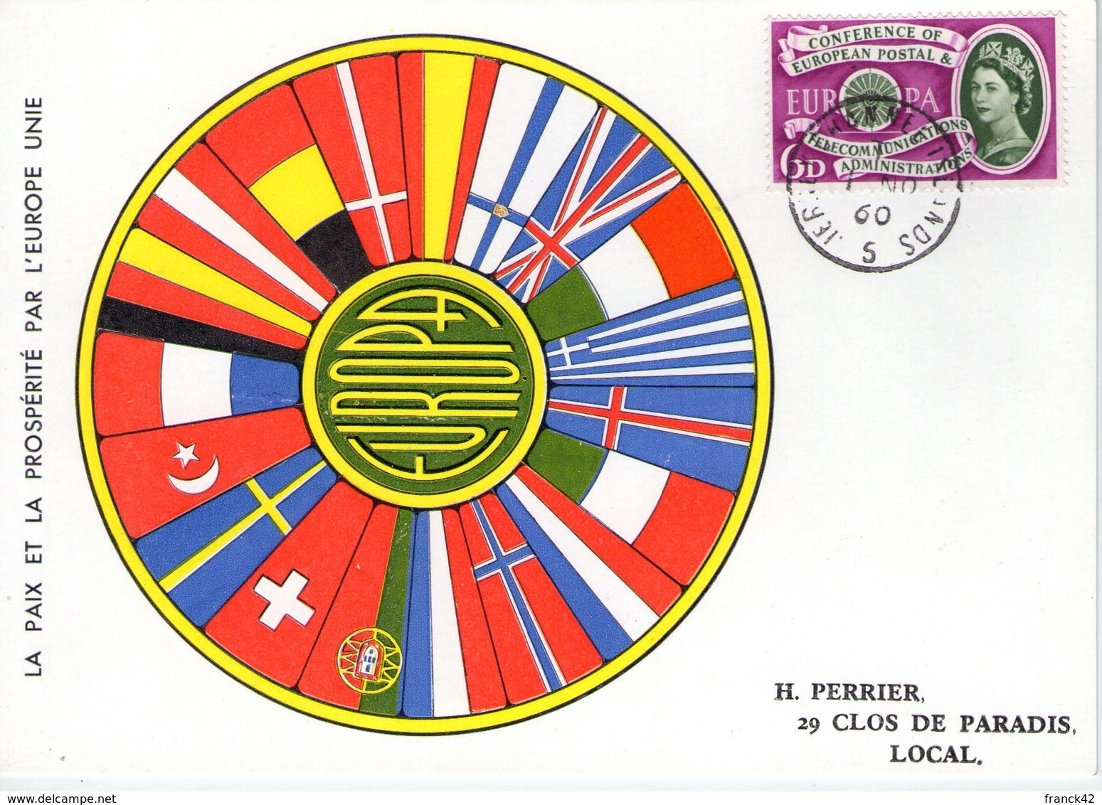 Grande Bretagne. Carte Maximum. Europa 1960 - Cartes-Maximum (CM)