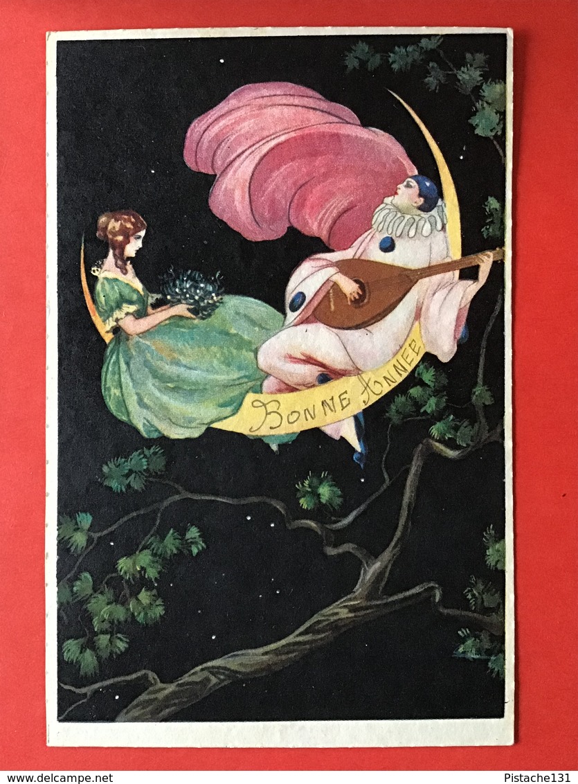 Illustrateur CORBELLA - ART DECO - PIERROT - AMOUREUX - LUNE - VERLIEFD SAMEN OP DE MAAN - Corbella, T.