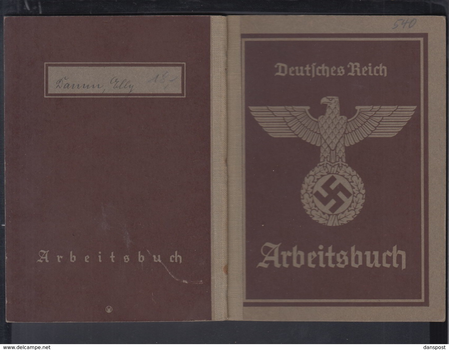 DR Arbeitsbuch Bürohilfskraft PIV Antrieb Werner Reimers KG Bad-Homburg VdH 16.6.1941 Frankfurt - Historische Dokumente