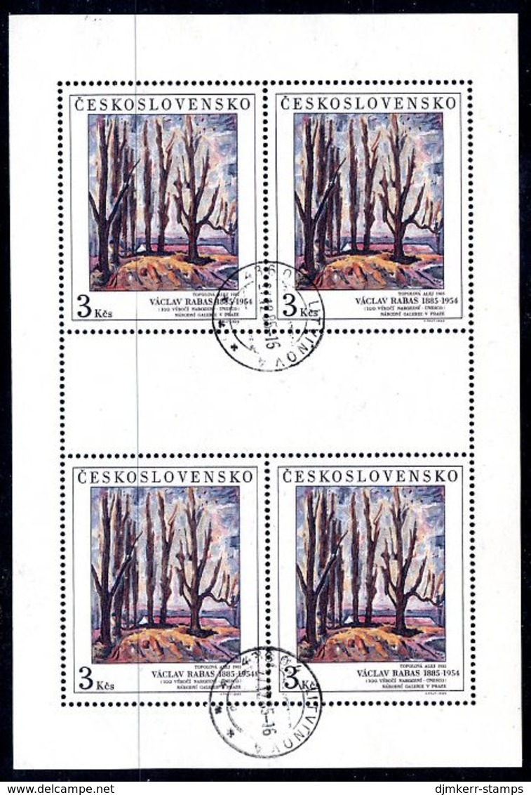 CZECHOSLOVAKIA 1984 National Gallery Paintings  3 Kc. Sheetlet Used.  Michel 2843 Kb - Blocks & Sheetlets