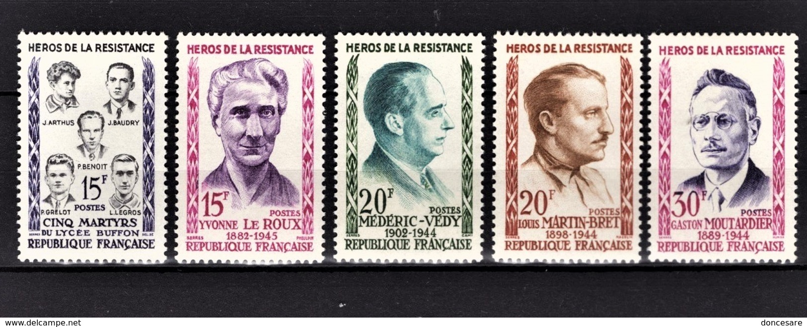 FRANCE 1959 -  SERIE Y.T. N° 1198 A 1202  - 5 TP NEUFS** - Neufs