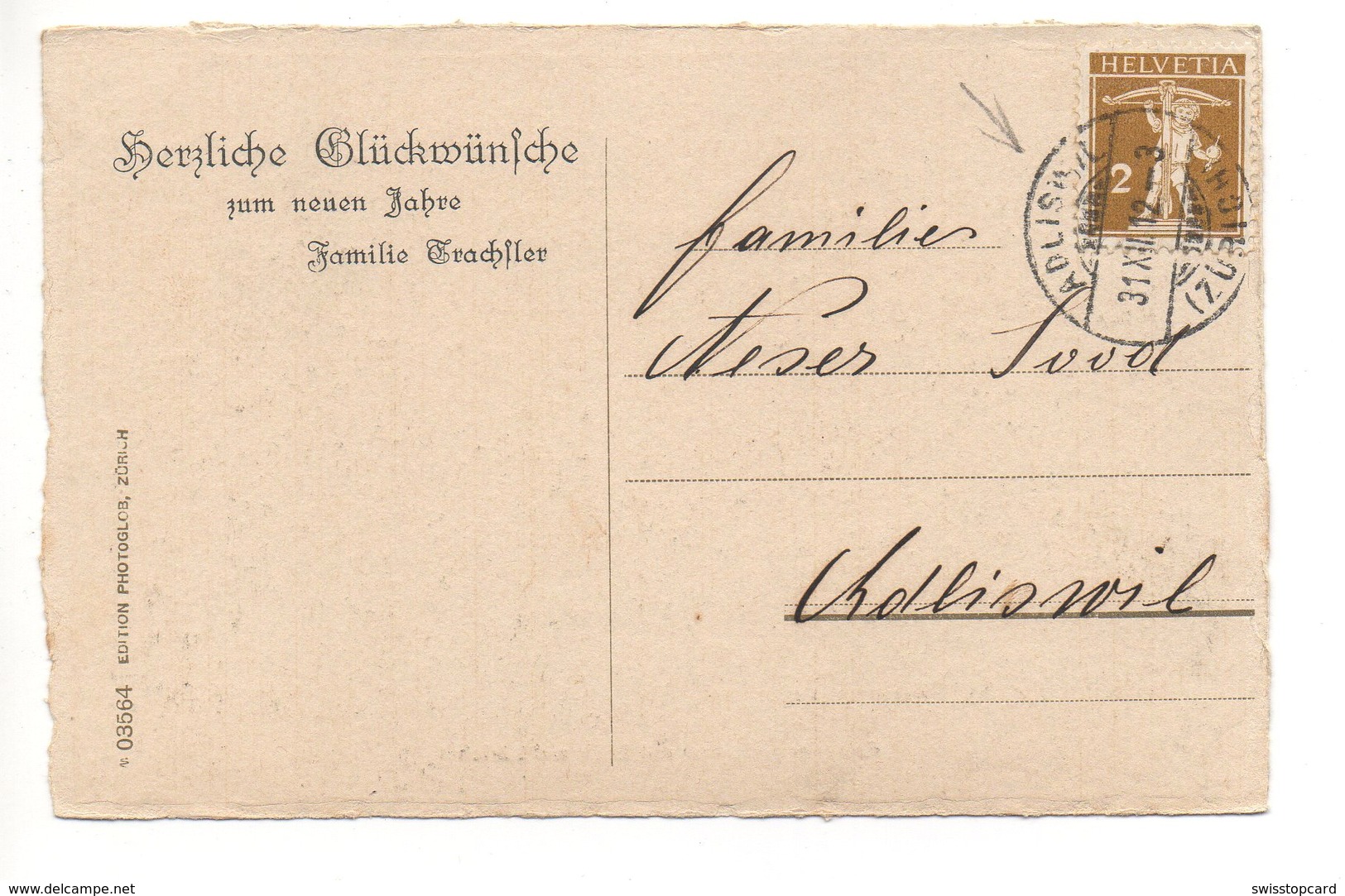 FELSENEGG Restaurant Blick Auf Zürich Glückwunsch Neujahr 1913 Gel. 1912 V. Adliswil - Adliswil